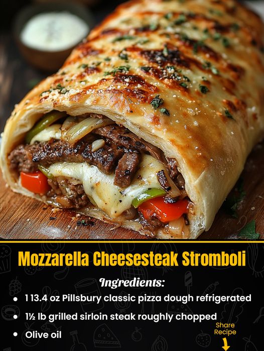 Mozzarella Cheesesteak Stromboli
